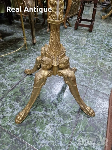 Уникална антикварна белгийска подова закачалка от бронз и оникс , снимка 5 - Антикварни и старинни предмети - 50644580