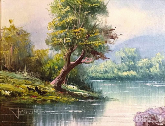 ПРОДАВАМ СТАРА МАСЛЕНА КАРТИНА, ЖИВОПИСЕН ПЕИЗАЖ НА ПЛАТНО , снимка 2 - Картини - 36476900