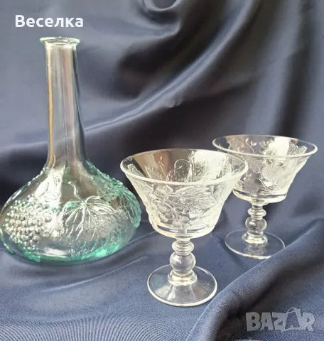 Стъклен комплект за двама - релефно стъкло с горски плодове , снимка 8 - Чаши - 50052342