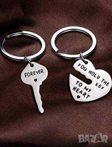 Ключодържател сърце и ключ за двойки и влюбени 