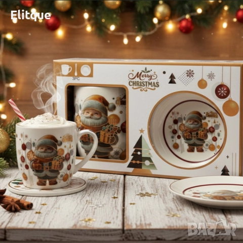 Коледна керамична чаша с капак и лъжица – уют за всяка сутри, снимка 6 - Декорация за дома - 52571947