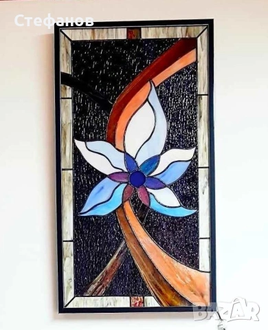 Светещо декоративно пано за стена, витраж, "Тифани", снимка 4 - Декорация за дома - 53526950