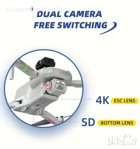 Дрон GD95, FPV 4K Камера с Нощно Виждане, Сив, снимка 13 - Дронове и аксесоари - 48284877