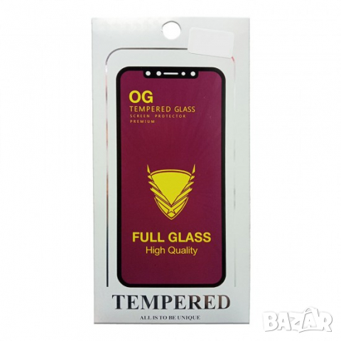 Стъклен протектор за дисплей OG paper box 5D Slim с цяло лепило - iPhone 11 (6.1), Черен, снимка 2 - Фолия, протектори - 36480804