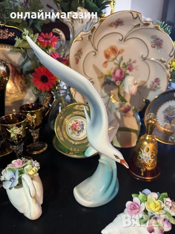 Hollóháza Hungary Circa 1960 “ Гларусът” една великолепна унгарска порцеланова огромна птица , снимка 2 - Антикварни и старинни предмети - 53213035