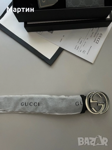 Колан и портфейл Gucci, снимка 4 - Колани - 51693577