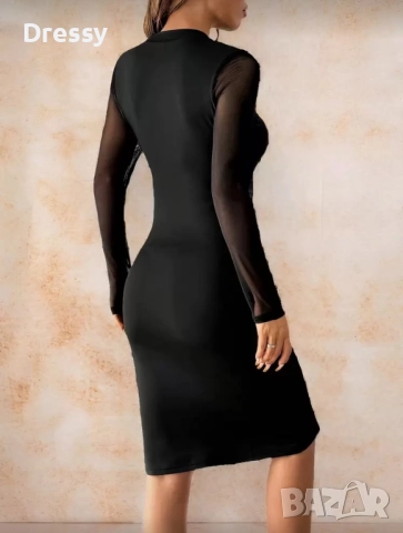 Елегантна черна рокля, снимка 3 - Рокли - 52880295