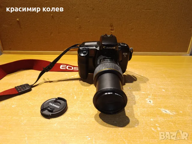 фотоапарат "Canon EOS5"+обектив "TAMRON"+чанта, снимка 1 - Фотоапарати - 49500898