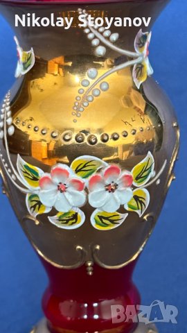 Ваза - бохемско стъкло, снимка 3 - Вази - 40589495