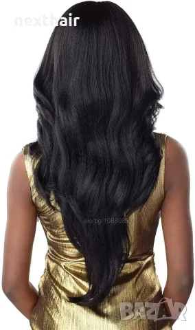 Дълга черна синтетична перука 75 см с Lace Front 13×4, снимка 5 - Аксесоари за коса - 55945406