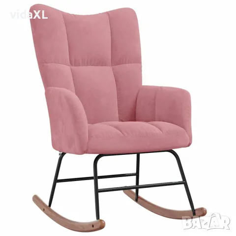 vidaXL Люлеещ стол, розов, кадифе