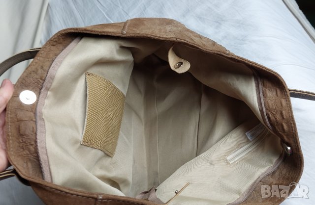 Луксозна кожена чанта тип Биркин от истинска кожа, Италия, снимка 9 - Чанти - 42378492