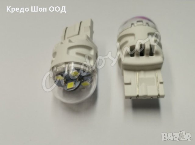 Комплект LED Диодни Габаритни Крушки,T20 с две светлини 10W Бели 6000К
