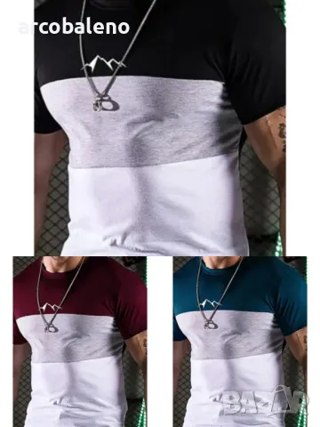 Свободна мъжка тениска с кръгло деколте и къс ръкав с цифров печат, 3цвята 