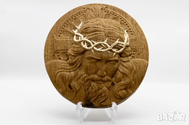 Позлатена релефна икона „Мъките Христови“ от дъб, снимка 4 - Икони - 53222935