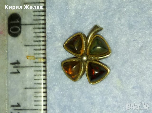 СРЕБЪРНА ЧЕТИРИЛИСТНА ДЕТЕЛИНА с ШЛИФОВАН НАТУРАЛЕН БАЛТИЙСКИ КЕХЛИБАР Арт АПЛИКАЦИЯ За БИЖУ 39957, снимка 5 - Бижутерийни комплекти - 42453217