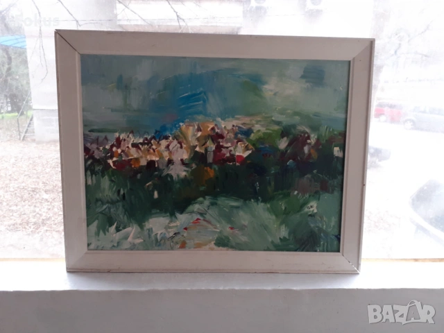 ГОЛЯМА СТАРА МАЙСТОРСКА КАРТИНА МАСЛО НА ПЛАТНО АБСТРАКЦИЯ, снимка 9 - Антикварни и старинни предмети - 53508005