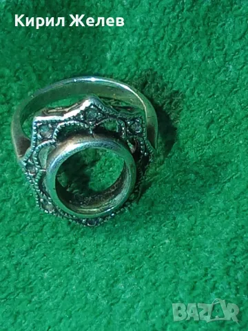 СТАР АЖУРЕН РетроАРТ СРЕБЪРЕН ПРЪСТЕН СРЕБРО 925 с ГНЕЗДА За ИНКРУСТИРАНЕ на СКЪПОЦЕННИ КАМЪНИ 41693, снимка 17 - Пръстени - 50023452