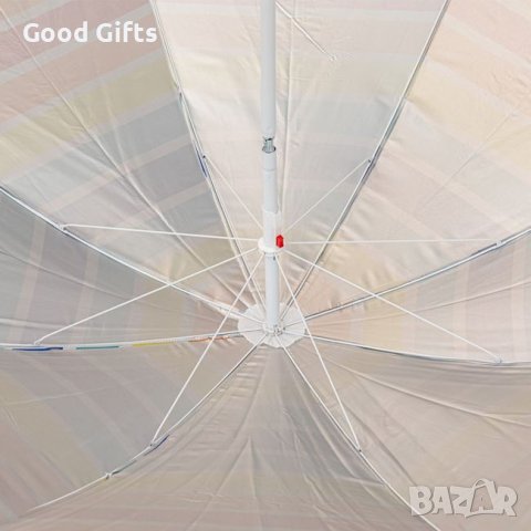 Плажен чадър с чупещо рамо, шарен на райе 2м, снимка 2 - Други - 41360344