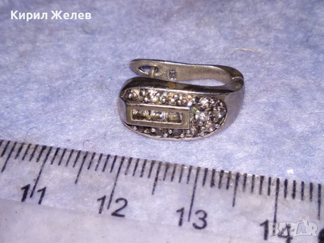 СКЪПОЦЕННА АНГЛИЙСКА ВИНТИДЖ ОБЕЦА ПОСРЕБРЕНА БЛАГОРОДНА СТОМАНА с ПЕЧАТ 925 и ФАСЕТ ЦИРКОНИ 38212, снимка 2 - Обеци - 40938627