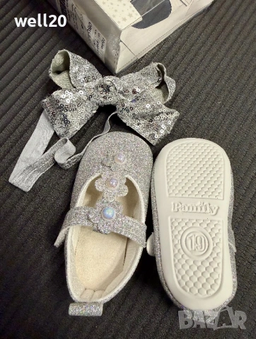 Сет рокля, сребристи буйки и лента за глава, снимка 4 - Бебешки рокли - 53510860