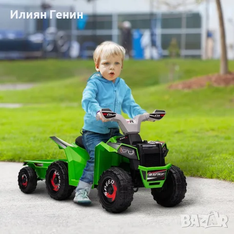 Детско ATV HOMCOM, акумулаторено, 2.5 км/ч, с ремарке, снимка 2 - Детски велосипеди, триколки и коли - 56302797