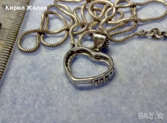 СКЪПОЦЕНЕН БЕЛ ЕПОК СТИЛ СРЕБЪРЕН ПЕНДАНТ СЪРЧИЦЕ РОДИРАНО СРЕБРО с ЦИРКОНИ и СРЕБЪРНА ВЕРИЖКА 49543, снимка 9 - Колиета, медальони, синджири - 50335161