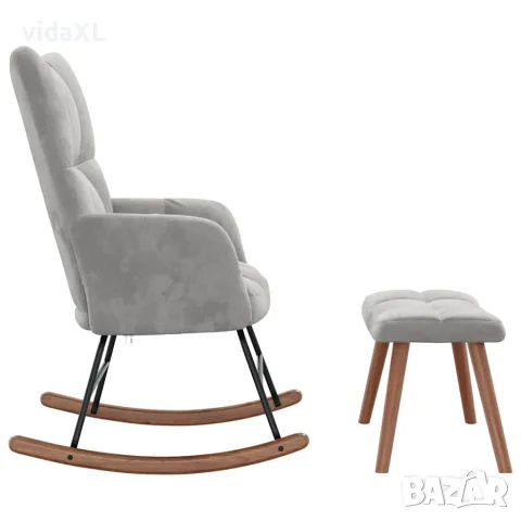 vidaXL Люлеещ се стол с табуретка, светлосив, кадифе, снимка 6 - Столове - 56146944