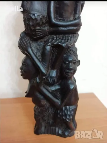 Африканска  фигурална скулптура-Дървото на живота,10  фигури черно африканско дърво абанос , снимка 9 - Антикварни и старинни предмети - 47365178