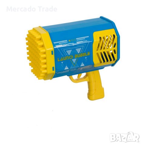 Пистолет за сапунени балончета Mercado Trade, Със светлини Базука, USB, Син - Жълт, снимка 2 - Електрически играчки - 40593314