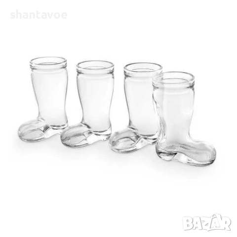 Комплект стъклени шотове ботуши - 4 броя, снимка 4 - Чаши - 44602890