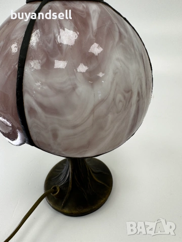 Винтидж настолна лампа тип Tiffany - лилав абажур Тифани , снимка 4 - Настолни лампи - 52935194