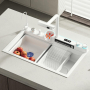 Луксозна бяла мултифункционална кухненска мивка с двоен водопад, снимка 1 - Мивки - 44729287