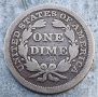 Сребърна монета 1 Дайм 1854 г. Америка, снимка 1