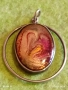 Сребърен Арт медальон дихройчно стъкло Ретро бижу 65715, снимка 8