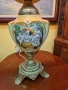 Страхотна антикварна настолна лампа бронз и порцелан , снимка 3