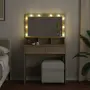 vidaXL Тоалетка с LED, дъб сонома, 80x41x134,5 см, снимка 3
