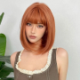 Къса боб светло оранжева синтетична перука с бретон, снимка 1 - Аксесоари за коса - 44679924