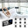 LED будилник, температура, акумулатор, Snooze, регулируема сила на звука и яркост, 13 мелодии, снимка 2
