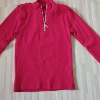 Червена блуза с цип, размер S, снимка 1 - Блузи с дълъг ръкав и пуловери - 41224299