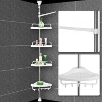 Регулируем телескопичен рафт за баня с 4 нива, 155-304 см, снимка 4 - Други стоки за дома - 38629574