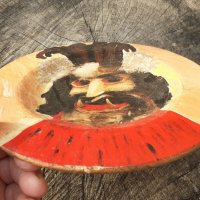 Дракула - рисувана дървена чиния за стена - пано, снимка 2 - Пана - 39454210