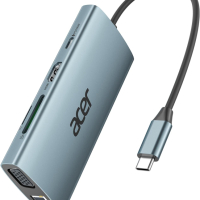 Acer USB C хъб с 4k HDMI, 9-в-1 USB C към Ethernet адаптер, 5Gbps USB-A 3.1 докинг станция, PD 100W, снимка 1 - Кабели и адаптери - 44532825