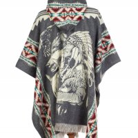 Автентичнo еквадорско унисекс вълнено пончо с индианец и вълк, различни цветове, снимка 7 - Блузи с дълъг ръкав и пуловери - 35847442