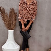 Дамска риза с дълъг ръкав и леопардов принт, снимка 16 - Ризи - 40526316