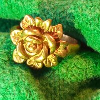 Старинен бронзов пръстен роза ювелирна изработка уникат -12739, снимка 1 - Антикварни и старинни предмети - 28889239