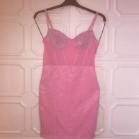 Розова бляскава рокля ХИТ, снимка 3 - Рокли - 39821519
