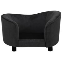 Кучешки диван, черен, 69x49x40 см, плюш, снимка 6 - Дивани и мека мебел - 40308839