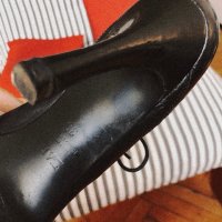 Черни кожени токчета ZARA, снимка 6 - Дамски обувки на ток - 44496505