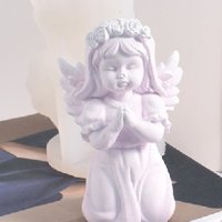 3D Голямо момиче ангел на колене с венец силиконов молд форма гипс фондан смола шоколад декор , снимка 3 - Форми - 41267590
